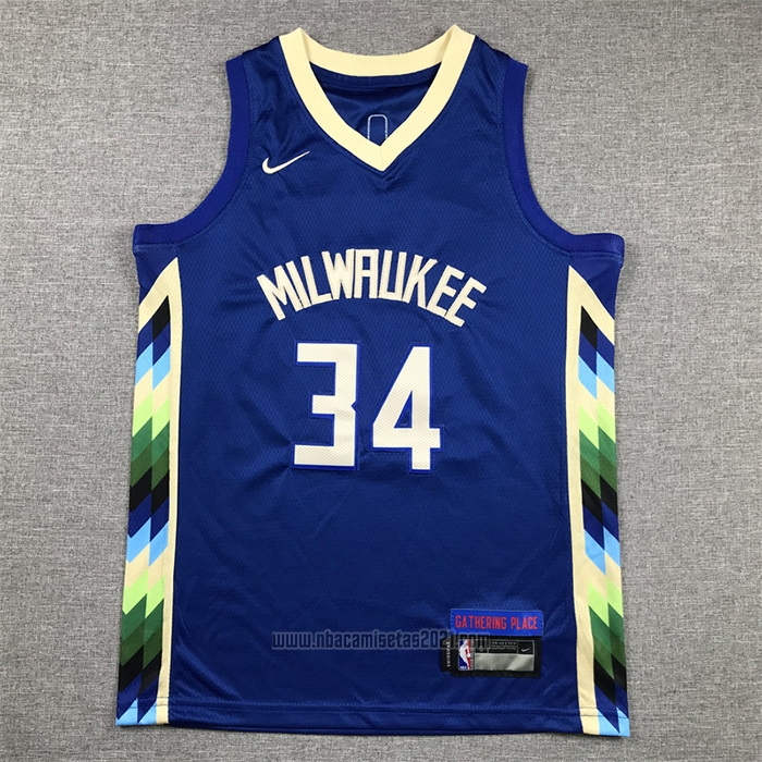 Camiseta Nino Milwaukee Bucks Giannis Antetokounmpo #34 Ciudad 2022-23 Azul